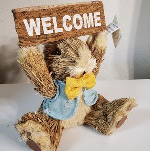 New With Tags 8 Inch Ashland Spring Bunny With Welcome Sign Cute Easter Rabbit